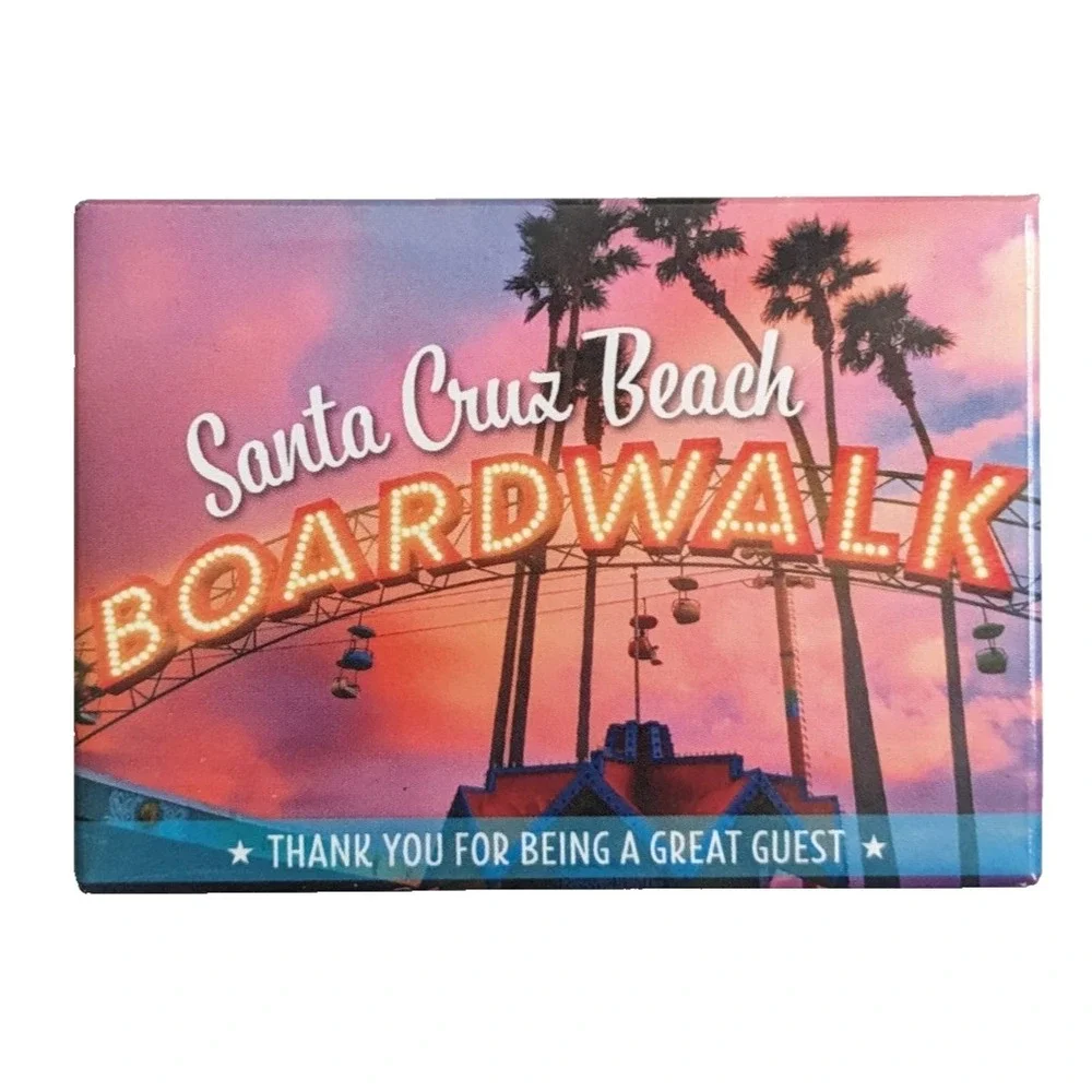 Santa Cruz Beach Boardwalk Sunset Sky Glider Souvenir Fridge Magnet California